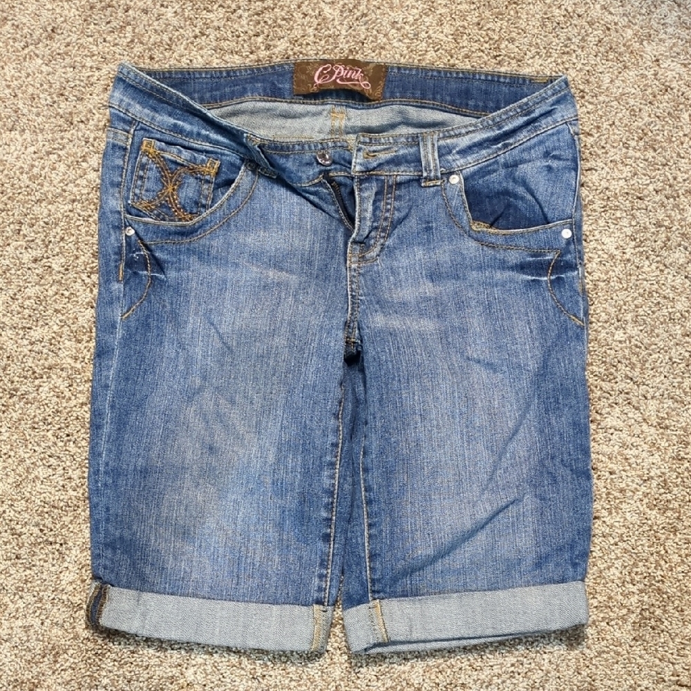 PINK Victoria's Secret Blue Jean Shorts Mid-Thigh Cutoff